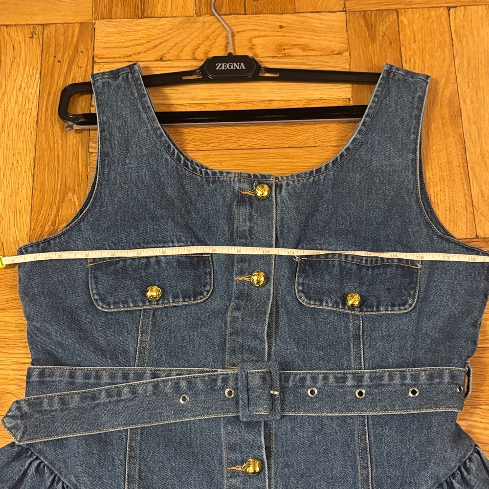 Sleeveless Blue Denim Button-Front Dress - Picture 8 of 11
